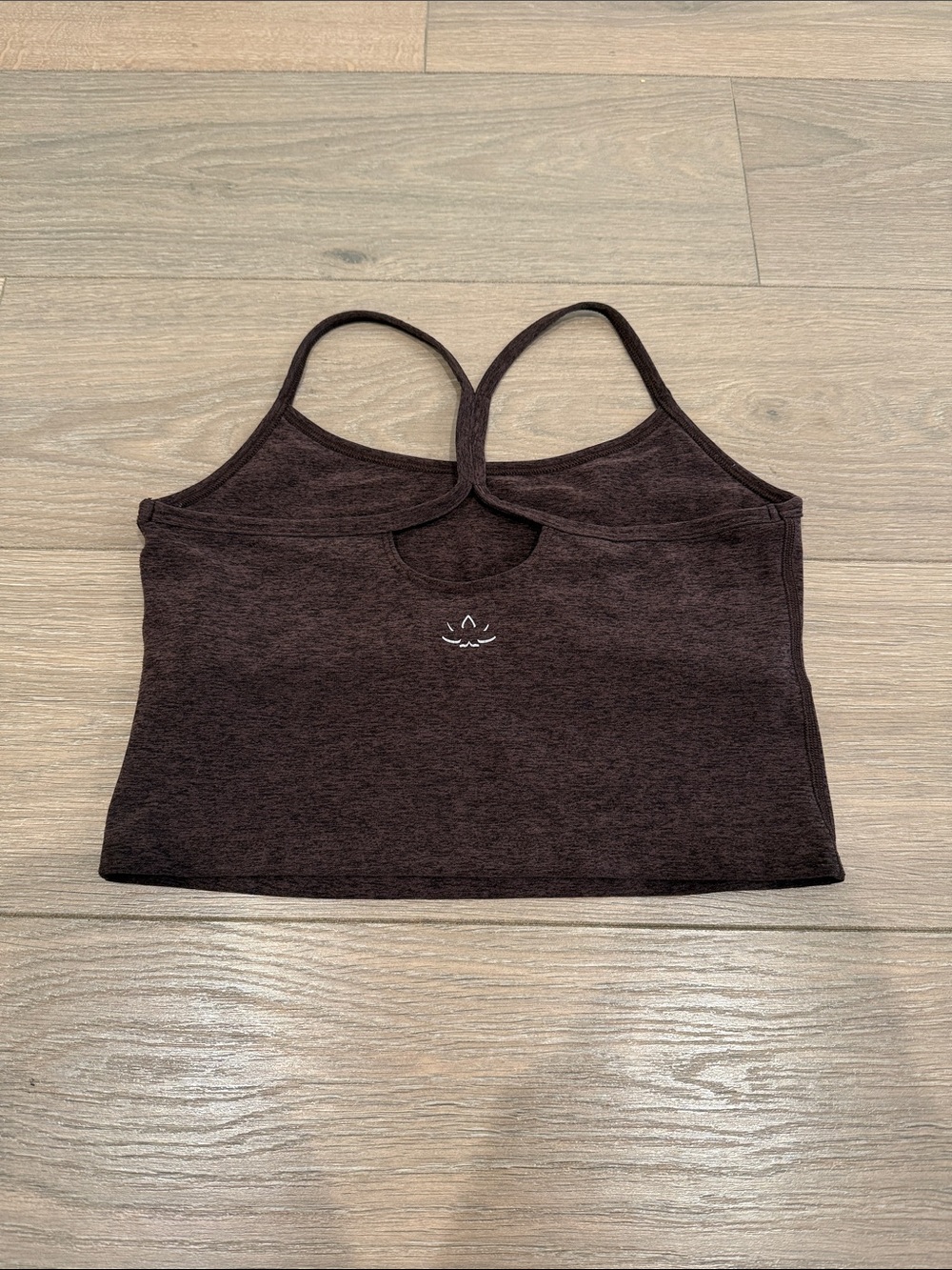 BEYOND YOGA Heather Brown Spacedye Slim Racerback Cropped Tank Active Size M - Picture 3 of 6